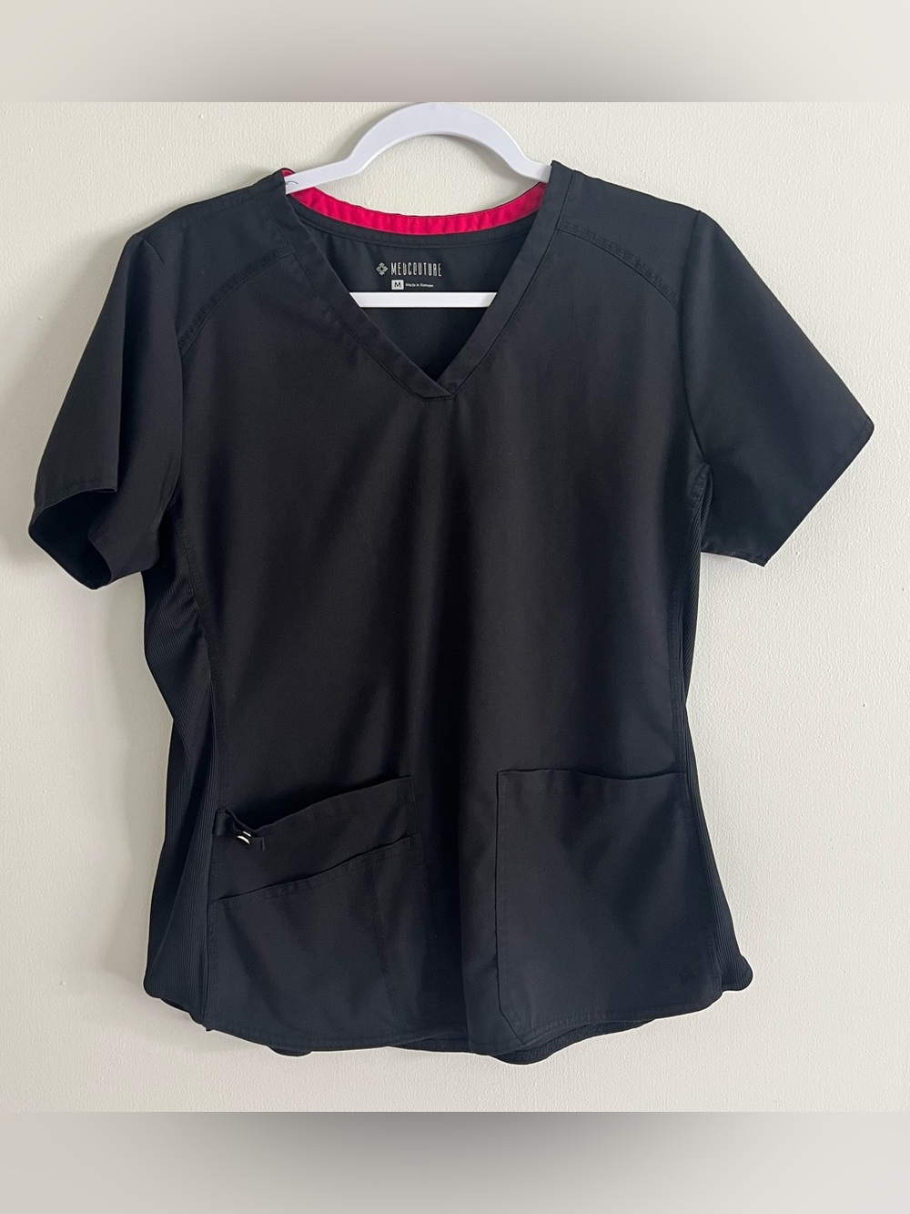 Med Couture Black V-Neck Scrub Top